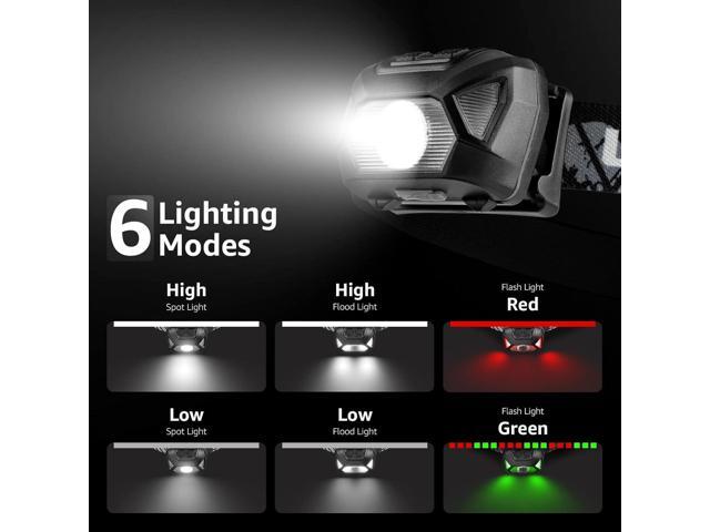 LE Headlamp Rechargeable, LED Head Lamp with 6 Modes for Camping & Hiking Gear Essentials, IPX4 Waterproof High Lumen Bright Headlight Flashlights...