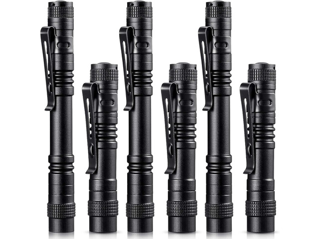 Honoson 6 Pieces Mini LED Pen Flashlight Bulk Small Pocket Flashlight 3.5 Inch, 5.24 Inch Aluminum Handheld Penlight with Clip for Inspection...
