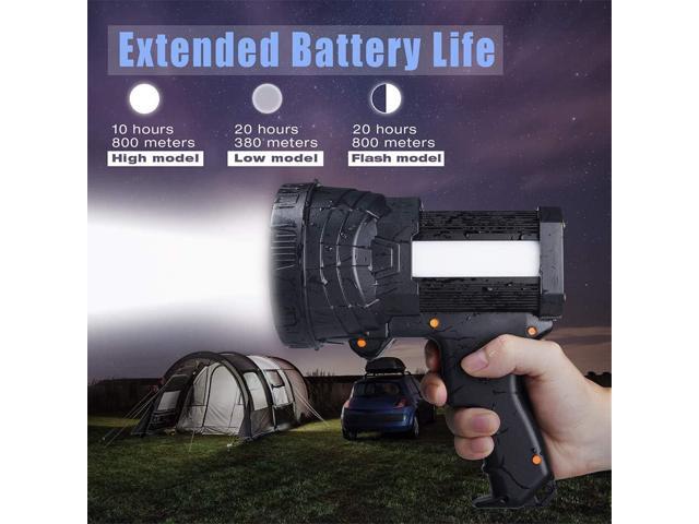 YIERBLUE Rechargeable spotlight, Super Bright 1000,000 LM LED Flashlight Handheld spotlight 10000mAh Long Lasting Large Flashlight Searchlight and...