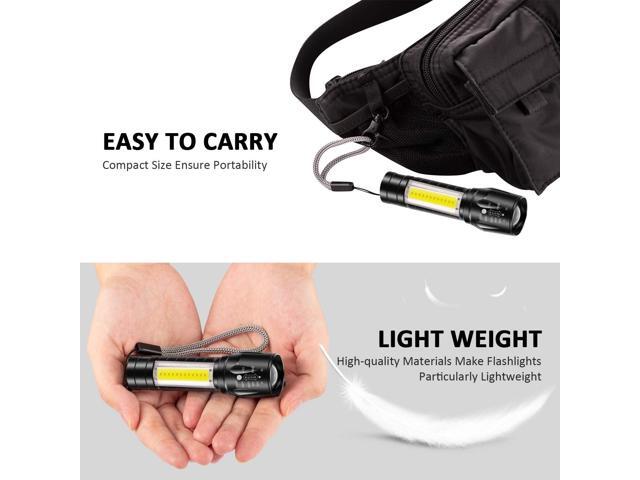 4 Pieces USB Rechargeable Flashlight 3 Modes, Bright LED Handheld Flashlight with COB Side Lights Portable Flashlights for Camping, Hiking,...