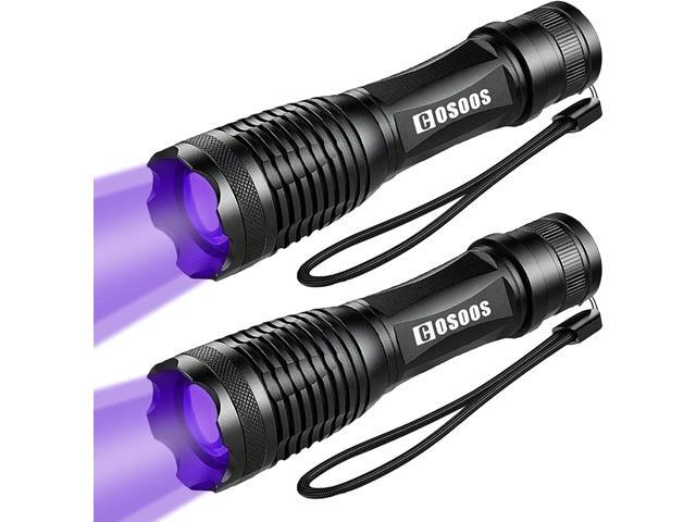 COSOOS 2 Pack UV Flashlight Blacklight, 2 in 1 LED Tactical Flashlight & 395nm Black Light Pet Urine Detector for Dog/Cat Urine, Dry Stains, Bed.