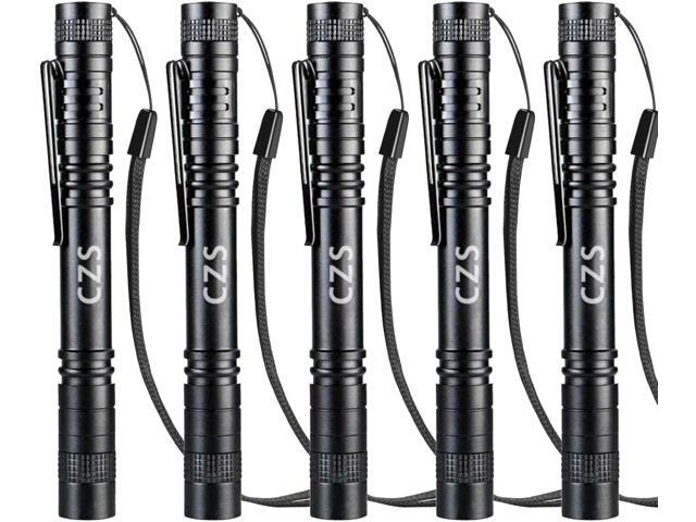 CZS LED Flashlight Penlight 1000 Lumens Battery-Powered Handheld Pen Light Pocket Torch Powered by 2AAA Battery,5 PCS (Battery Not Included)