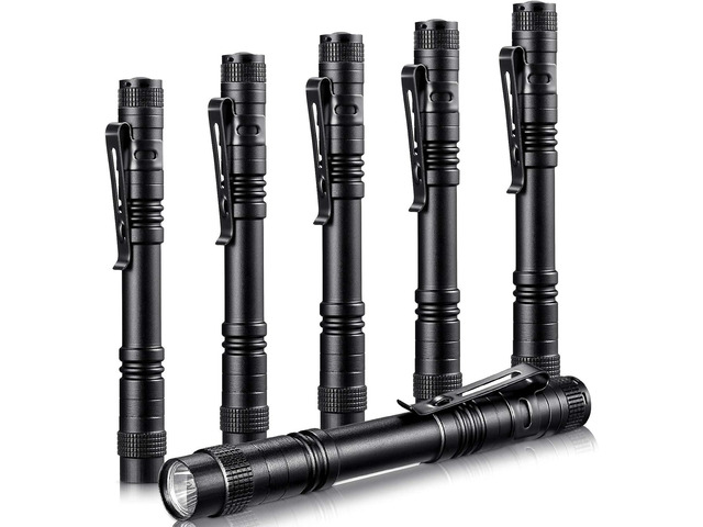Honoson 6 Pieces LED Pen Light Flashlight Small Mini Flashlight Pocket Light Penlight with Clip Compact Torch for Inspection Work and Repair