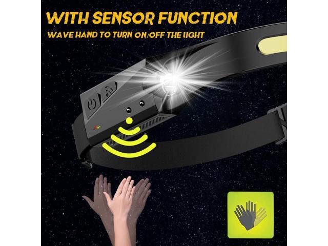 LED Headlamp, 2 Pack Rechargeable Flashlight for Adults, 230 Wide Beam Headlight, Motion Sensor Head Lamp, Adjustable Headband Outdoor Waterproof...