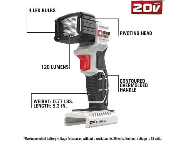 PORTER-CABLE 20V MAX LED Work Light, Black, 7.34 Inch.