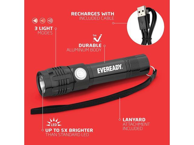 Eveready LED Tactical Flashlight, Bright Rechargeable Flashlights for Emergencies and Camping Gear, Water Resistant Flash Light