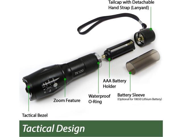 EcoGear FX LED Flashlights - Small Camping Flashlights with High Lumens, 5 Light Modes, Zoomable Beam - Bright Tactical Flash Light for Outdoor...
