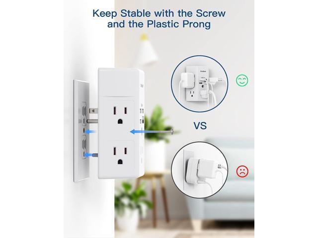 Surge Protector, 5 Outlets Extender with 4 USB Ports(USB C), 3-Side 1800J Power Strip Multi Plug Outlet Expander, Charger, Outlet Splitter Adapter...