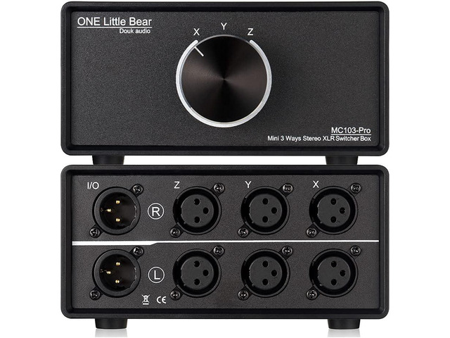 3-IN-1-OUT XLR Audio Switch ; Balanced Audio Converter ; 3-Way Stereo Passive Audio Selector Switcher (MC103 Pro 3-in)