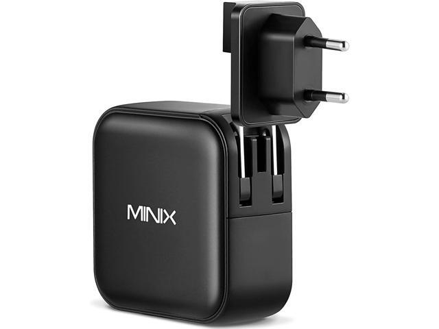 MINIX NEO P3 100W Turbo 4-Ports GaN Wall Charger, 3 x USB-C Port Fast Charging Adapter(Max 100W/20W), 1 USB-A (Max 18W). Compatible with MacBook...