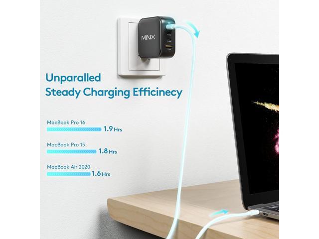 MINIX NEO P3 100W Turbo 4-Ports GaN Wall Charger, 3 x USB-C Port Fast Charging Adapter(Max 100W/20W), 1 USB-A (Max 18W). Compatible with MacBook...