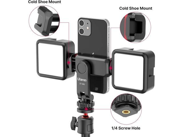 ULANZI Phone Tripod Mount ST-06S, New Universal Smartphone Mount Adapter with 2 Cold Shoe, 360° Rotates Adjustable Cell Phone Clip Clamp Holder,...