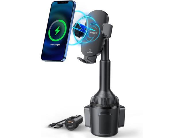 APPS2Car Car Cup Phone Holder Wireless Charger 15W Qi Fast Charging with QC 3.0 Adapter Compatible with iPhone13/13Pro/Max All Smart Phones