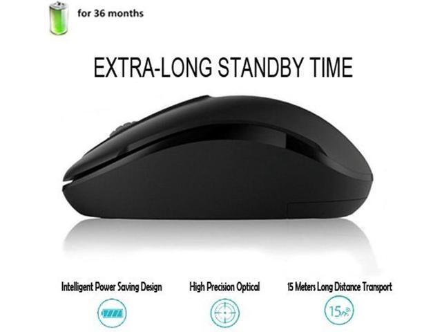 MiraCase Comfortable 2.4 GHz Long Range Silent Wireless Mouse 1600 DPI 30ft Working Distance Battery Included Black