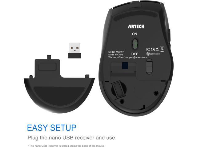 Arteck Wireless Mouse, 2.4G USB Wireless Ergonomic Optical Mouse, with Nano USB Receiver Silent Clicking Side Switch Buttons for...