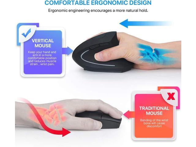 Letaclanic Ergonomic Wireless Mouse Unique Rechargeable Optical Vertical Mouse, 2.4G 5.0 Bluetooth Mouse Ergonomic with 6 Buttons, 800/1200/1600...