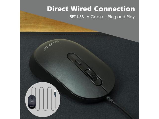 YUMQUA Computer Mouse Wired Bulk, Silent Optical USB Corded Mouse Mice Bulk for Laptop PC Chromebook, Black
