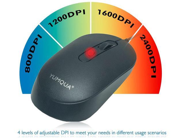 YUMQUA Computer Mouse Wired Bulk, Silent Optical USB Corded Mouse Mice Bulk for Laptop PC Chromebook, Black