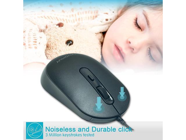 YUMQUA Computer Mouse Wired Bulk, Silent Optical USB Corded Mouse Mice Bulk for Laptop PC Chromebook, Black