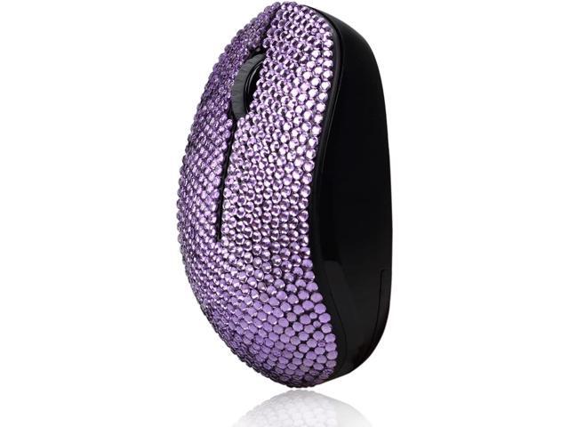 Bling Dazzling 2.4GHz Wireless Silent Mouse Covered with Rhinestone Crystal, Crystallized Mouse with USB Receiver, Compatible with Notebook, PC,...