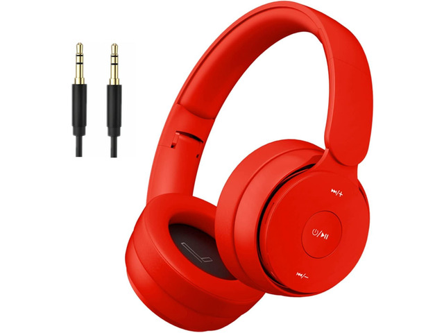 RED Wireless Headphones Foldable Wired/TF, Suitable for Adults/Kids High-fidelity stereo, 30H Playtime, dual 40mm driver speakers, comes with a...