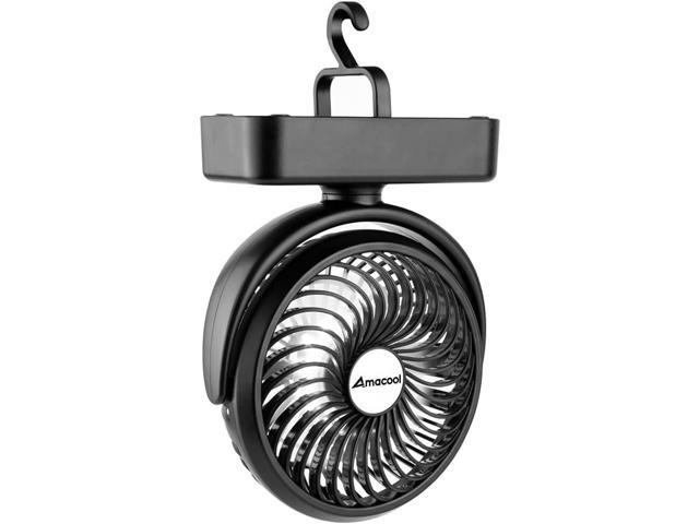 Portable Camping Fan with LED Lantern- 40H Work Time Rechargeable Battery Operated Fan with Hanging Hook for Tent Car RV Hurricane Emergency...