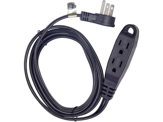 3 Way Power Splitter and 6' Extension Cord, 3 Pack With Angled Plug - 1 to 3 Cable Strip With 3 Pronged Outlets and Long Y Style Wire Black - SJT...