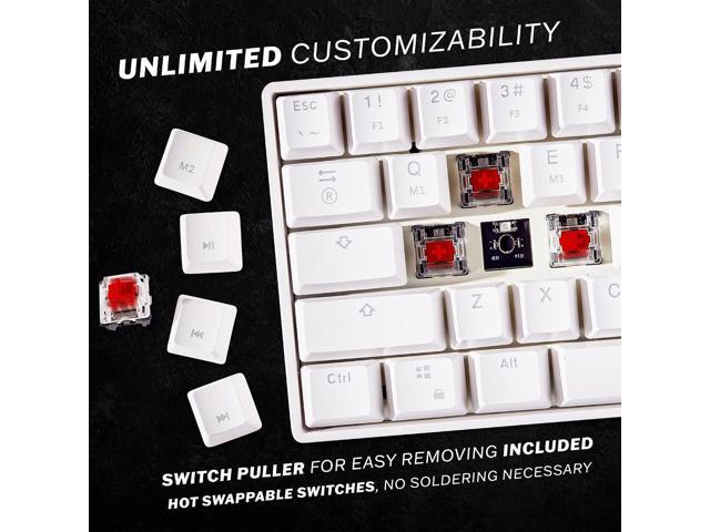 HK Gaming GK61 Mechanical Gaming Keyboard 60 Percent 61 RGB Rainbow LED Backlit Programmable Keys USB Wired for Mac and Windows PC Hotswap...