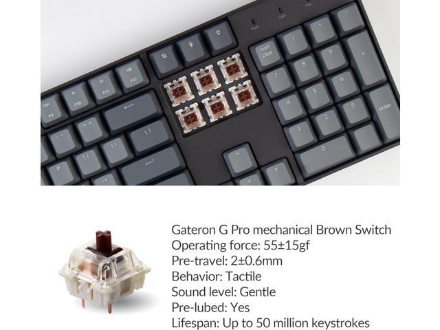 Keychron K10 Full Size 104 Keys Bluetooth Wireless Mechanical Gaming Keyboard for Mac Windows with Gateron G Pro Brown Switch, Multitasking/White...