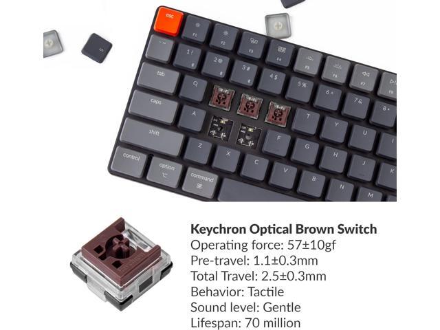 Keychron K3 75% Layout 84-Key Ultra-Slim Hot-Swappable Wireless Bluetooth Mechanical Keyboard with Low-Profile Keychron Optical Brown Switch/White...