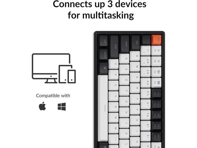 Keychron K2 75% Layout 84 Keys Hot-swappable Bluetooth Wireless/USB Wired Mechanical Keyboard with Keychron Super Red Switch/Double-Shot...