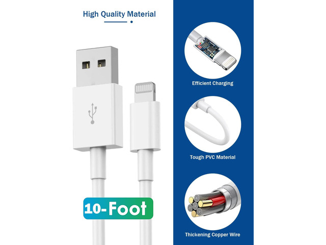 iPhone Charger 10ft, [MFi Certified] Long Lightning Cable Data Sync Charging Cords with USB Wall Charger Travel Plug Adapter for iPhone 13 12 11...