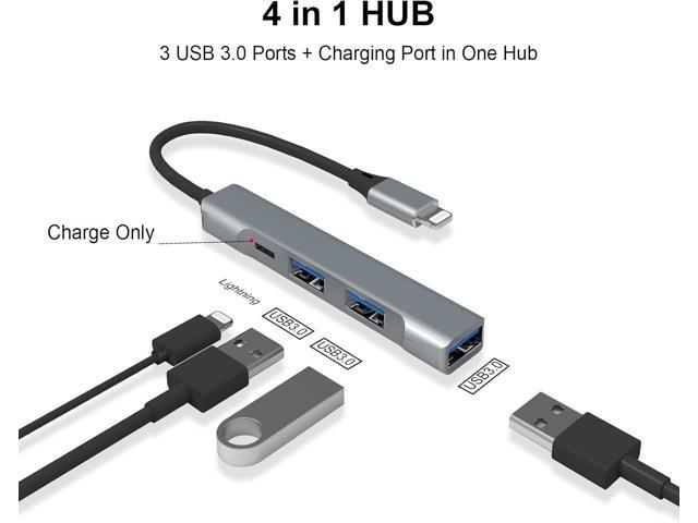 Lightning to USB Hub [Apple MFi Certified] 4-in-1 USB OTG Hub with 3 USB 3.0 Port and Fast Charging Port for iPhone/iPad Compatible with USB...
