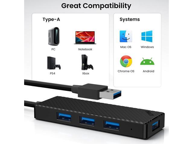 INVZI USB Hub 3.0 4-Port, Ultra Slim Data USB Splitter with 2ft Extended Cable Compatible for PC, MacBook, Mac Pro/Mini, iMac, Laptop, Surface Pro,...