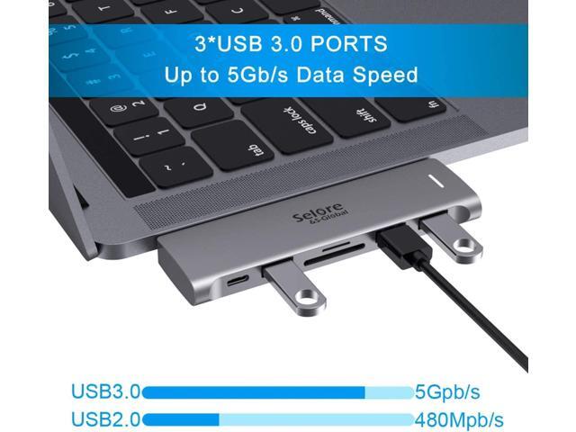 USB C Adapter for MacBook Pro/MacBook Air M1 2020 2019 2018 13' 15' 16', 6 in 1 USB-C Hub MacBook Pro Accessories with 3 USB 3.0 Ports,USB C to...