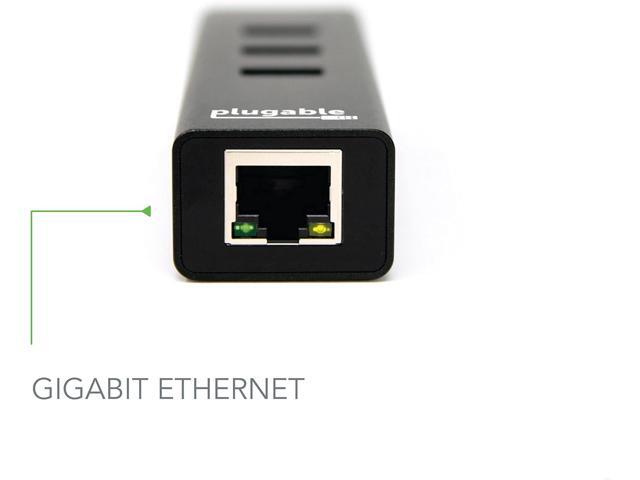 Plugable USB Hub with Ethernet, 3 Port USB 3.0 Bus Powered Hub with Gigabit Ethernet Compatible with Windows, MacBook, Linux, Chrome OS, Includes...