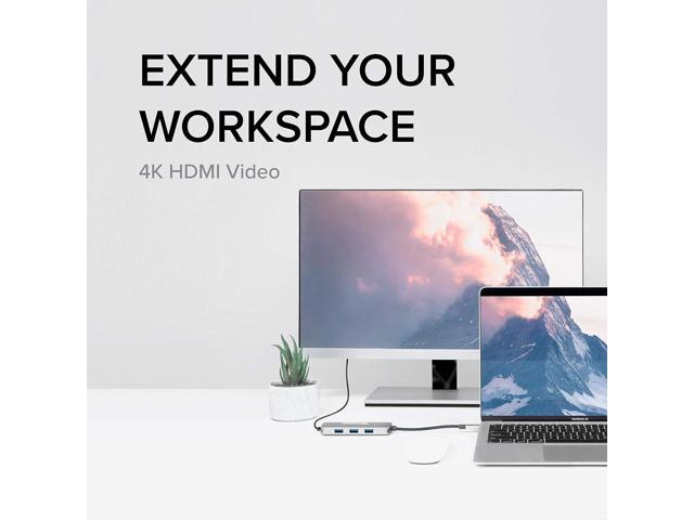 Plugable USB-C Hub 7-in-1, Driverless USB C Hub Compatible with Mac, Windows, Chromebook, USB4, Thunderbolt 4, and More (4K HDMI, 3 USB 3.0, SD &...
