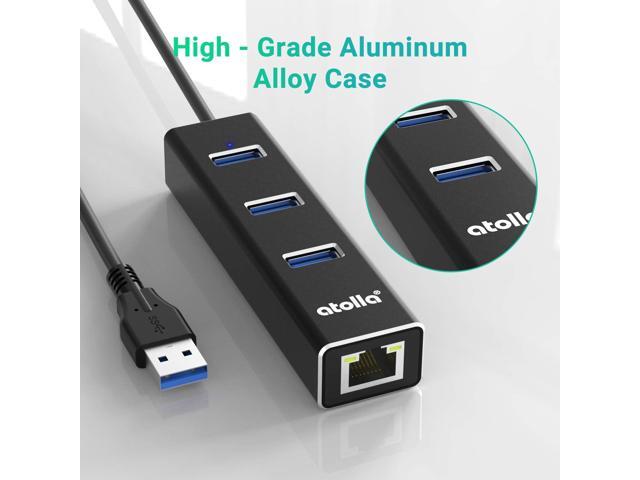 USB to Ethernet Adapter, atolla 3 Ports USB 3.0 Hub with 10/100/1000 Mbps LAN RJ45 Gigabit Network Adapter, Supports Windows 10/8/7, Mac OS, Linux