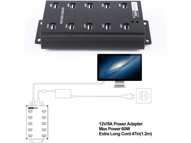 Sipolar-USB Hub- 10 Ports USB Data Hub-Industrial USB Powered Hub - USB 2.0 Hub for Mining, Bitcoin Miner