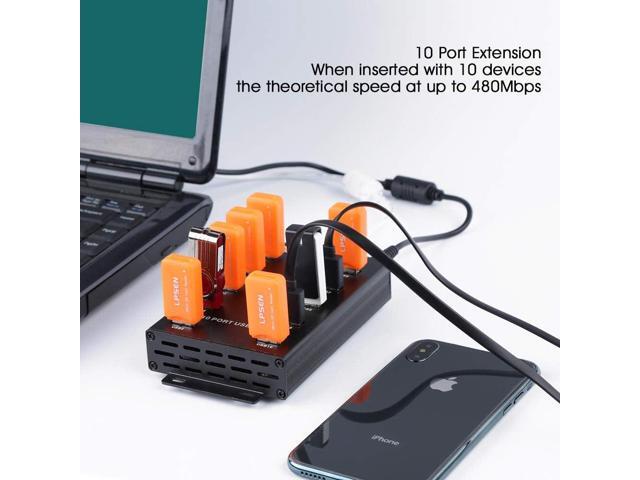 Sipolar-USB Hub- 10 Ports USB Data Hub-Industrial USB Powered Hub - USB 2.0 Hub for Mining, Bitcoin Miner