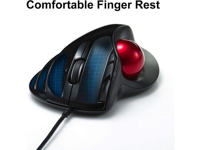 SANWA Wired Ergonomic Trackball Mouse, Programmable Roller Ball Mice, Tilt Scroll, 400/800/1200/1600 DPI, Computer trackball & Finger Rest,...