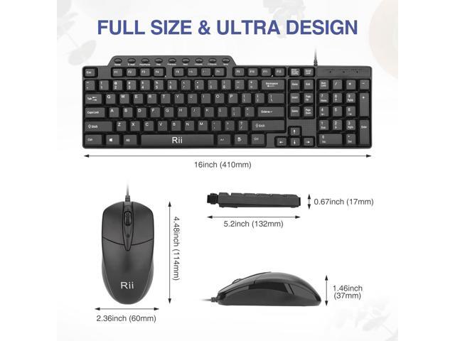 Basic Keyboard and Mouse,Rii RK203 Ultra Full Size Slim USB Basic Wired Mouse and Keyboard Combo Set with Number Pad for...