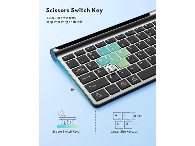 Wireless Keyboard and Mouse Combo, Samsers Ultra Slim Rechargeable Dual-Mode (Bluetooth 5.0x2 +2.4G) Silent Keyboard and Mouse Set, Multi-Device...