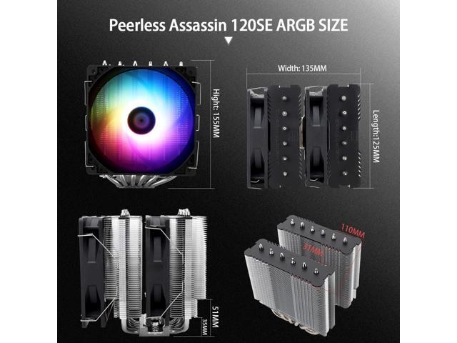 Thermalright Peerless Assassin 120 SE ARGB CPU Air Cooler, 6 Heat Pipes CPU Cooler, Dual 120mm TL-C12C-S PWM Fan, Aluminium Heatsink Cover, AGHP...