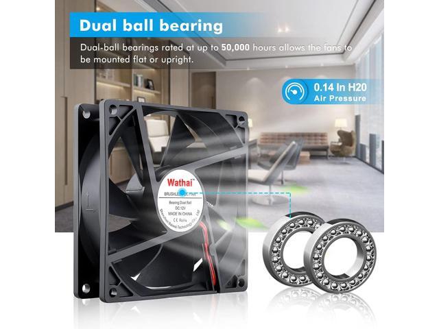 Wathai 9225 92mm x 25mm 12V DC Brushless Computer case Fan 12 Volt 2Pin Dual Ball for DIY Cooling Ventilation Exhaust Projects