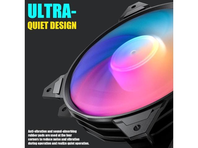 upHere Long Life 120mm 3-Pin High Airflow Quiet Edition Rainbow LED Case Fan for PC Cases, CPU Coolers, and Radiators 3-Pack,(PF120CF3-3)
