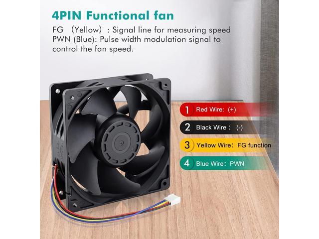 Wathai 12038 120mm x 38mm PWM Computer PC Case Fan 12V 4pin 5300rpm High Airflow Duall Ball CFM FG DC Brushless Cooling Fan