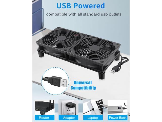 GDSTIME Dual 120mm 5V USB Fans, 102CFM Big Airflow Fan Cooling for Router TV Box Micro Computer and Other Electronics