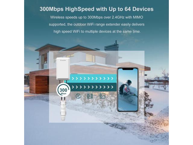 WAVLINK N300 Wireless Outdoor Access Point with PoE Powered, Waterproof, Outdoor Wi-Fi Extender Long Range with AP/Router/Repeater Modes, 11 dBi...
