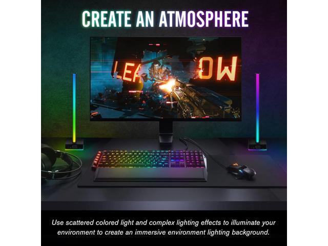 EZDIY-FAB USB LED Light Bar Headphones Stand, Desktop Atmosphere RGB Backlight,50 Built-in Color modes, Headphone Holder for Gamers Gaming PC...